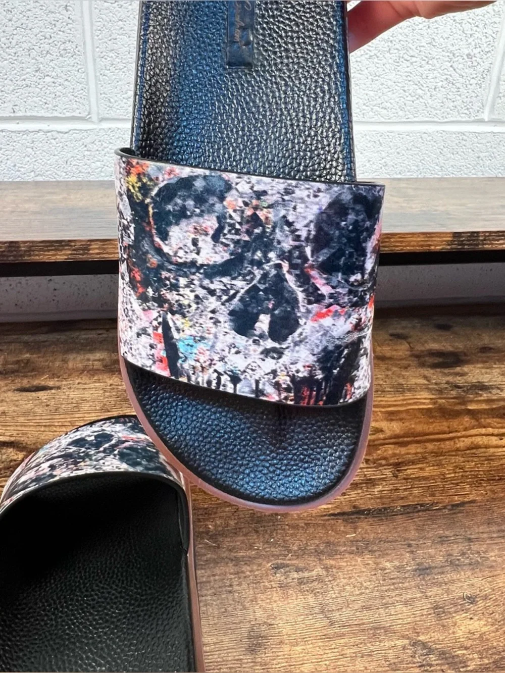 Robert Graham Skull Dock‎ Slides Casual Beach Summer Black Men's 9